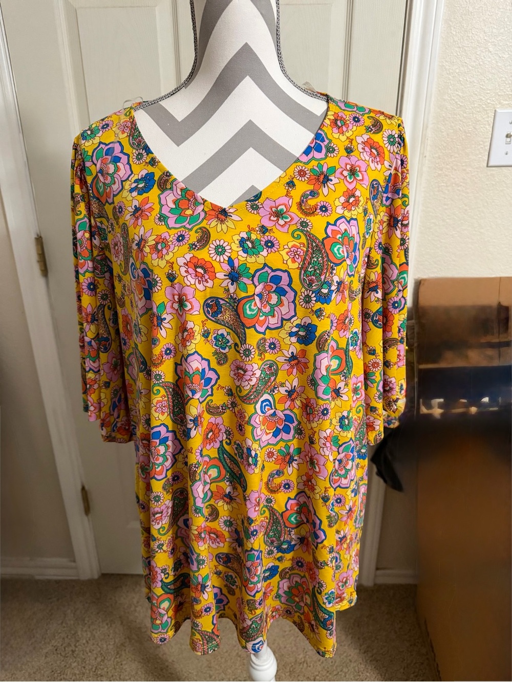 Scarlett Yellow Floral Paisley V-Neck Tunic